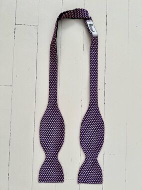 Harrods Navy and Pink Woven Self-Tie Bow Tie